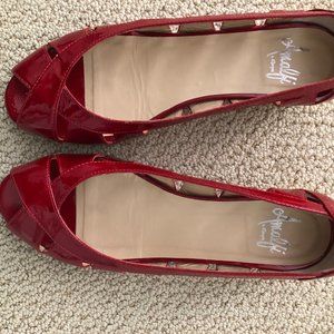 Women's red Italian leather Amalfi flats size 8